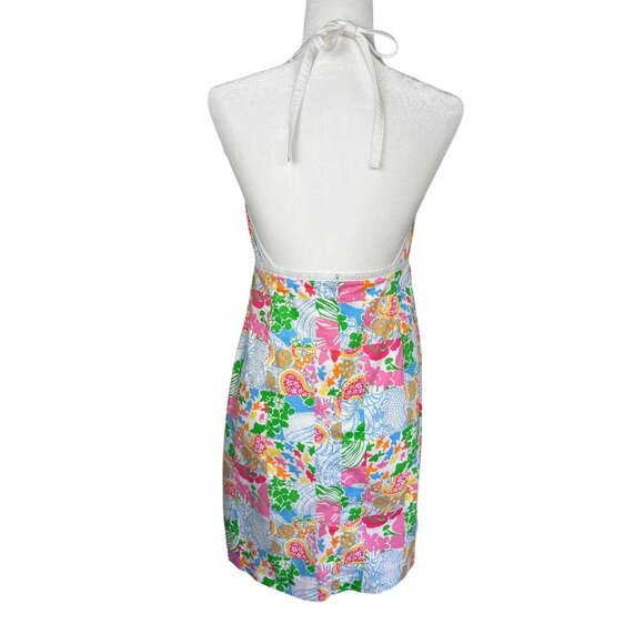 Lilly Pulitzer Patchwork Halter Mini Dress Sz 6 Old Money Preppy Coastal Resort - Picture 5 of 10